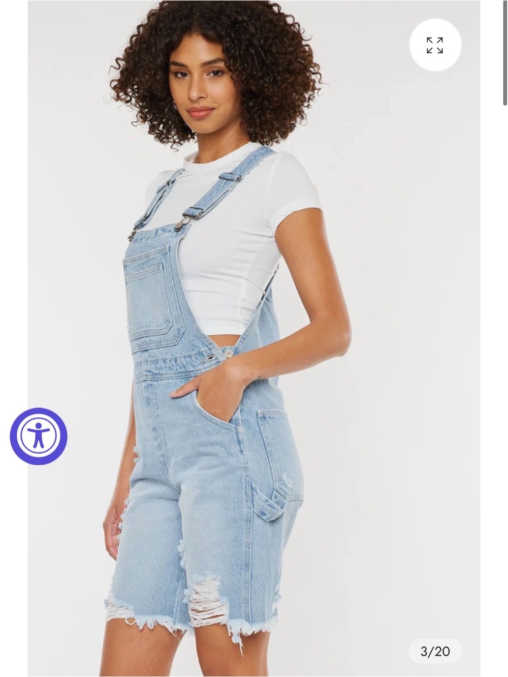 NWT Kancan High Rise 90's Boyfriend Overall Shorts
